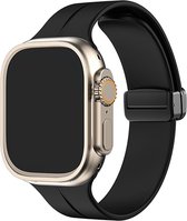 MNCdigi - Bracelet de sport en silicone magnétique - Zwart - Convient pour iWatch 42 mm - 44 mm - 45 mm - 49 mm - Bracelet smartwatch en silicone souple avec fermoir magnétique - Pour Apple Watch série Ultra SE 9 8 7 6 5 4 3 2 1 grands modèles