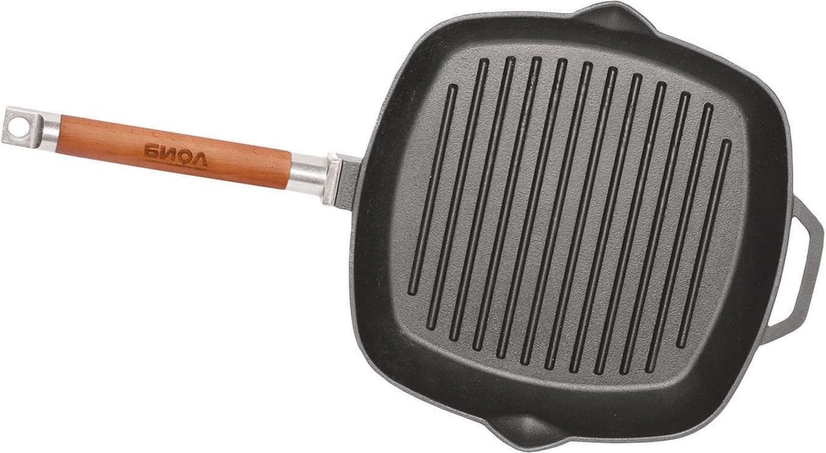 Gietijzeren Grillpan met Afneembaar Handvat - 26 cm - Rauw 21