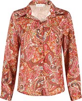 LolaLiza Satijnen hemd met paisleyprint - Camel - Maat 40