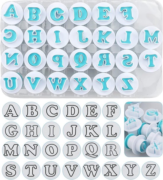 Lot De 26 Emporte-pièces Alphabet A à Z - 3,5 Cm De Haut, Plastique - Pour Biscuits, Fondant, Décorations Gâteaux - Anniversaire, Mariage, Noël