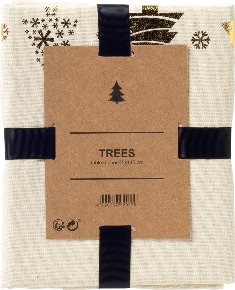 TREES – tafelloper 45x145 cm - met kerstbomen - Whisper White - wit
