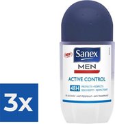 Sanex Men Active Control Anti Transpirant Deodorant Roller 50 ml - Voordeelverpakking 3 stuks