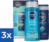 Geschenk Nivea  Men Fresh Kick Douchegel & Shampoo - Voordeelverpakking 3 stuks