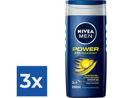 NIVEA Men Douchegel Power Refresh - Voordeelverpakking 3 x 250 ml