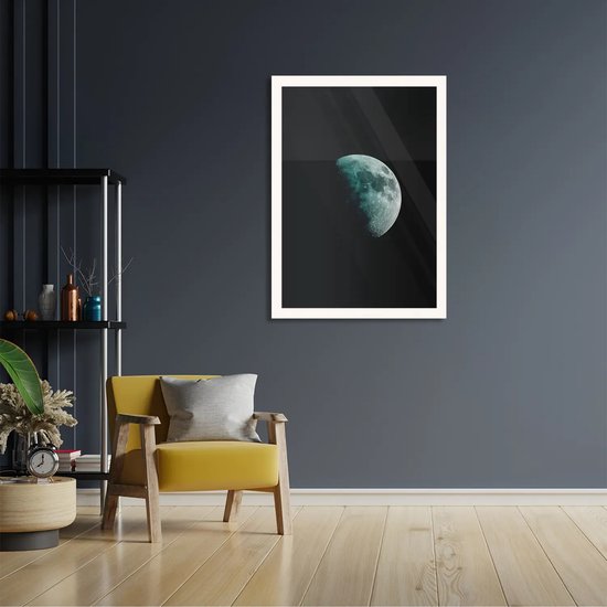 Poster To The Moon Rechthoek Verticaal Met Lijst M (30 X 40 CM) - Witte Lijst - Wanddecoratie - Posters