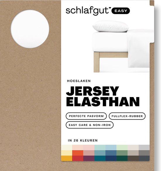 schlafgut Easy Jersey Elasthan Hoeslaken L - 140x200 - 160x220 101 Full-White