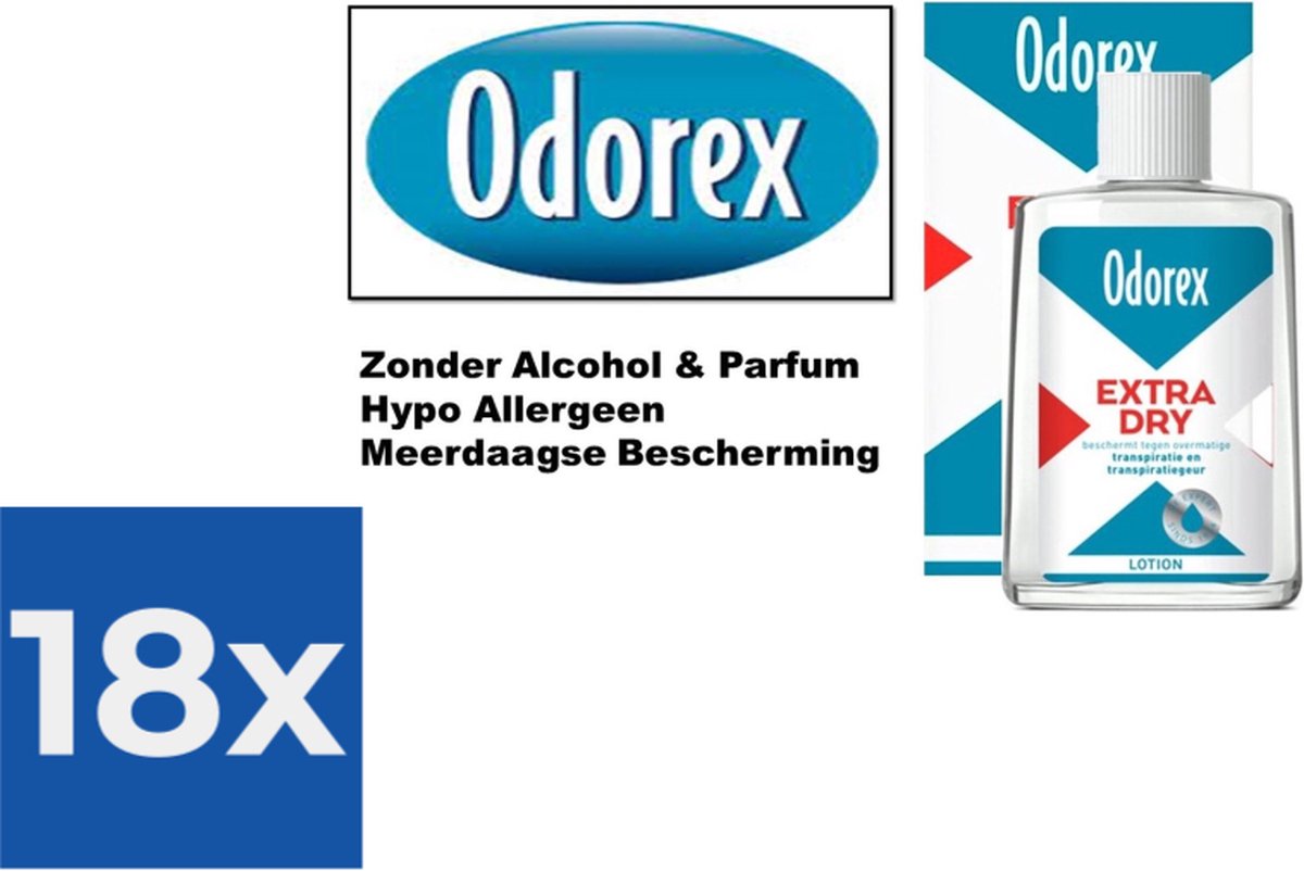 Goedkoopste Odorex Extra Dry Vloeibare Flacon - 50 ml - Deodorant - Voordeelverpakking 18 stuks