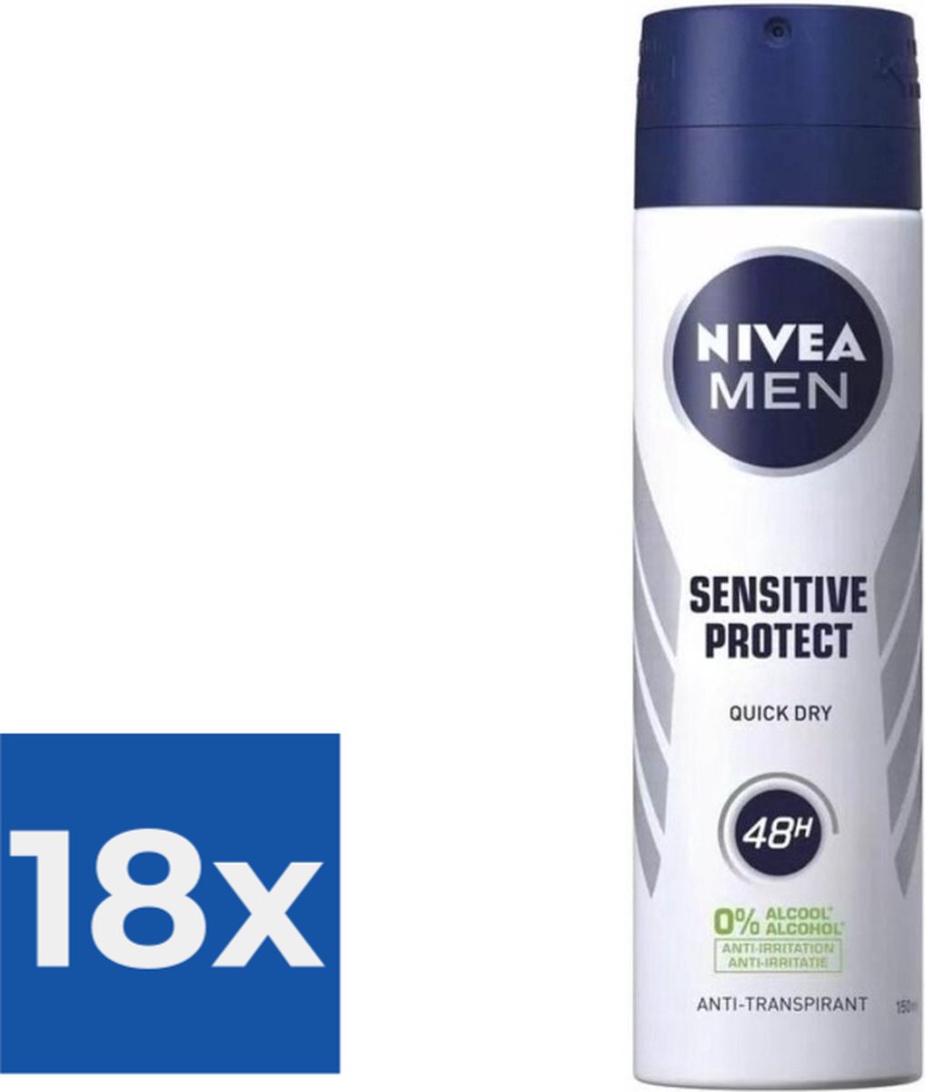 Goedkoopste Nivea Men Deodorant Spray Sensitive Protect 150 ml - Voordeelverpakking 18 stuks