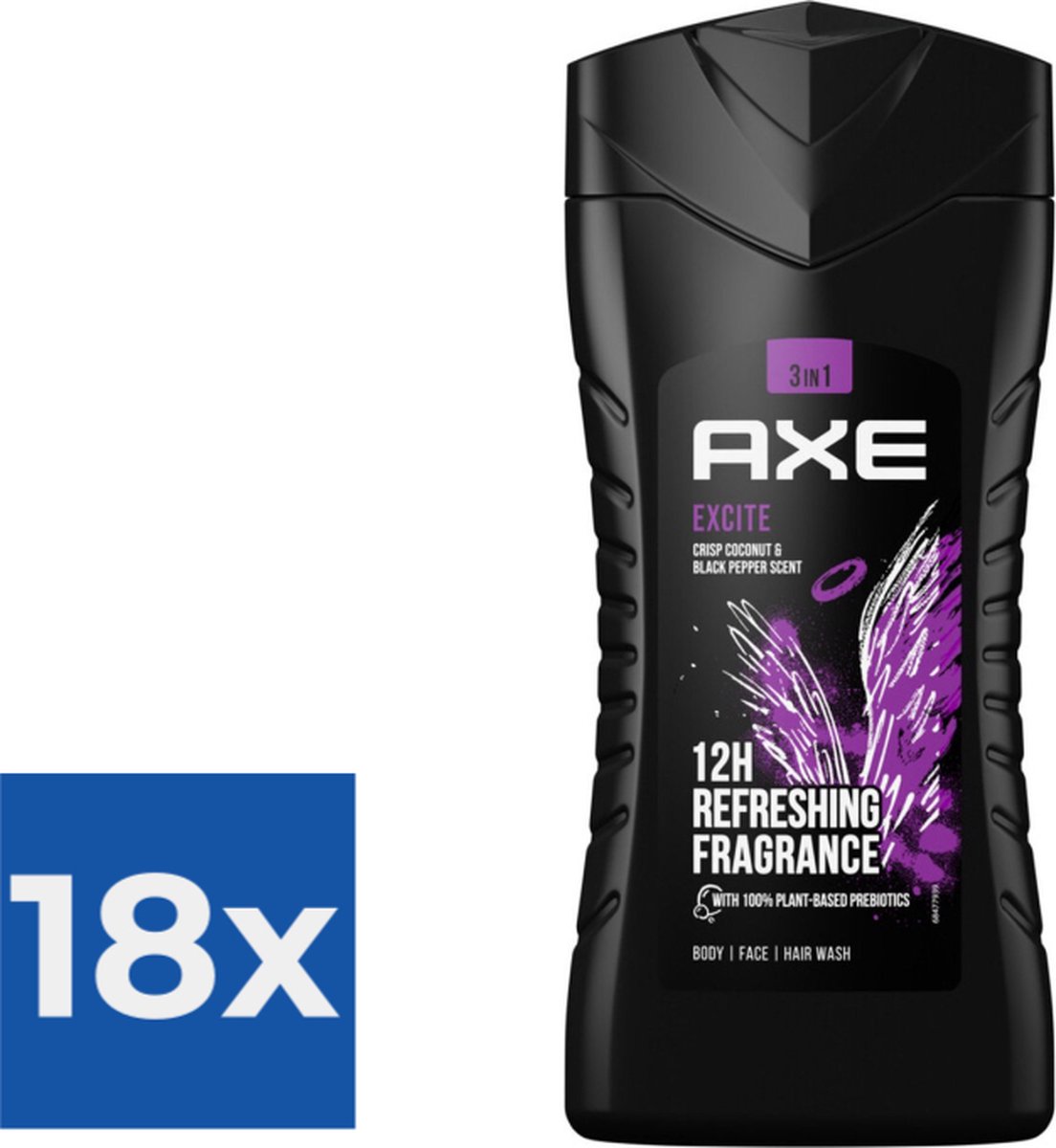 Axe Douchegel - Excite 250 ml - Voordeelverpakking 18 stuks