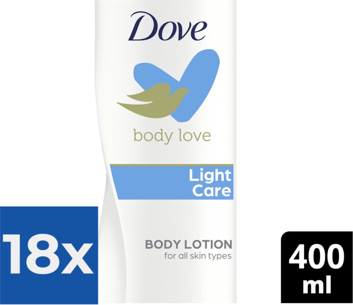 Goedkoopste Dove Body Love Light Care Bodylotion 400 ml - Voordeelverpakking 18 stuks