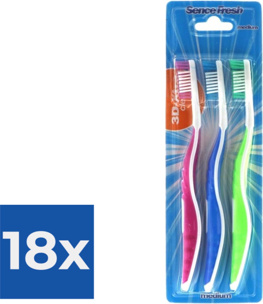 Sencefresh Tandenborstel - Medium 3D-Extra Clean 3 st. - Voordeelverpakking 18 stuks