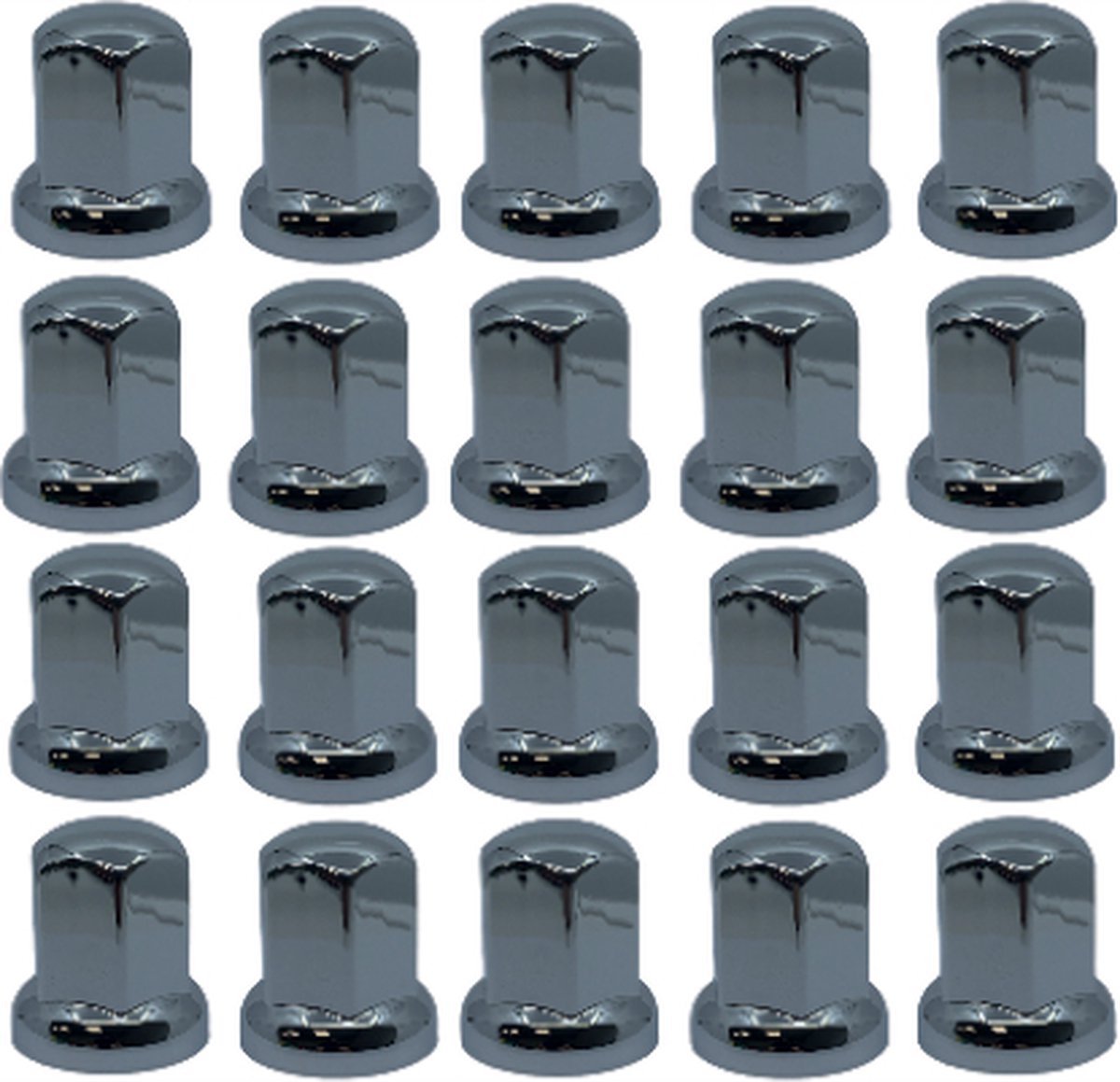 wielmoerdoppen chroom van kunststof (de betere kwaliteit) passend voor laag 33 mm wielmoer SET VAN 20 STUKS!