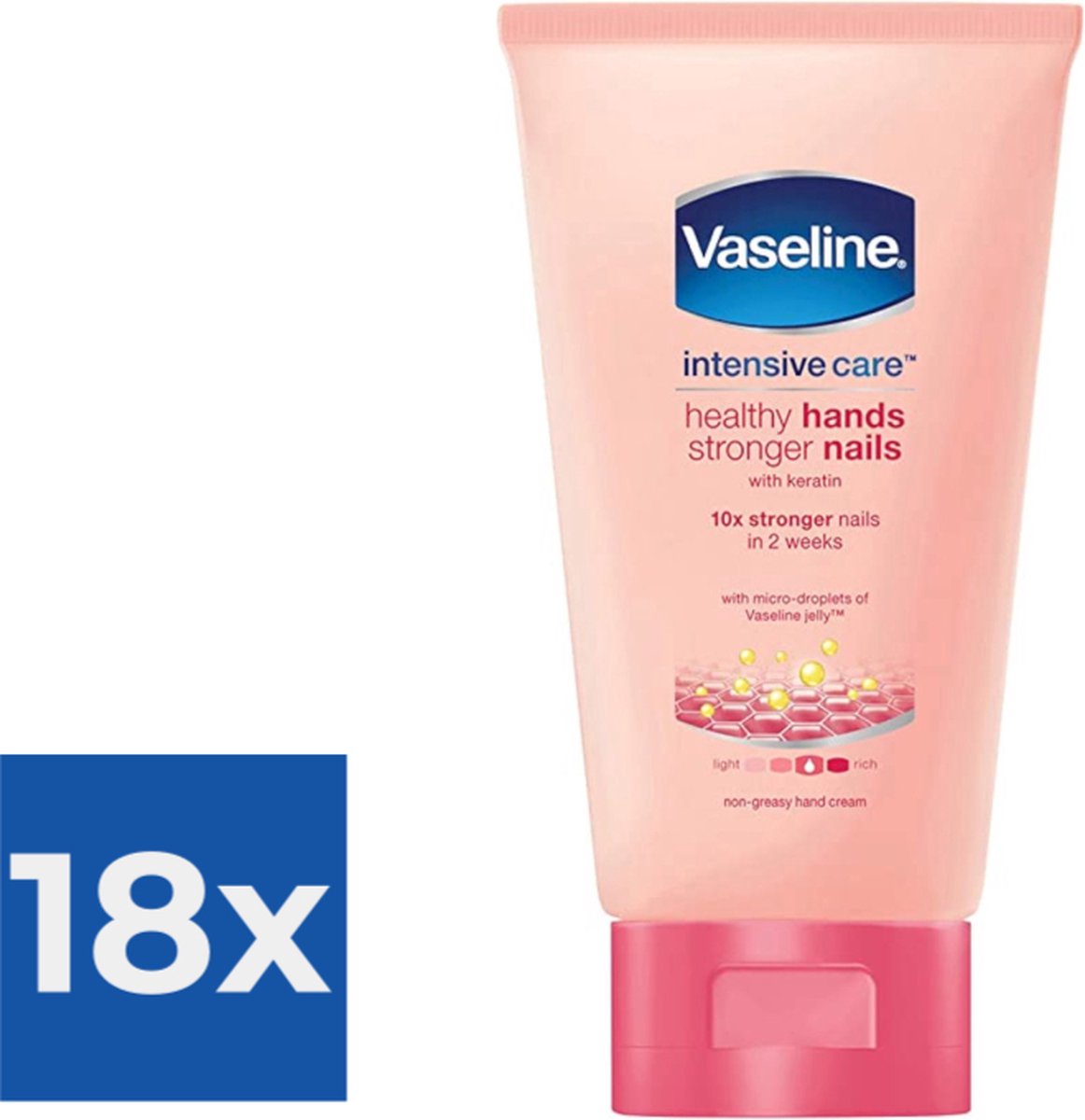 Bol.com Vaseline Handcreme - Healthy hands & stronger nails 75 ml - Voordeelverpakking 18 stuks aanbieding