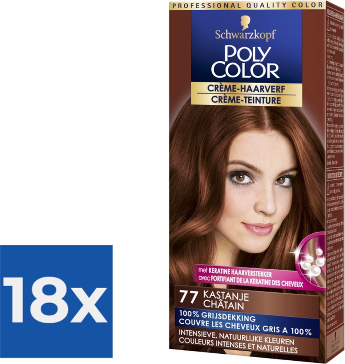Poly Color Creme Haarverf 77 - Kastanje - 1 stuk - Voordeelverpakking 18 stuks