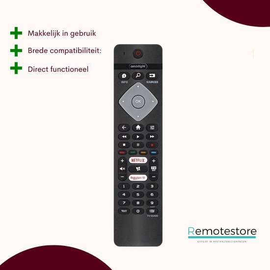 Télécommande Remplacement Pour TV Philips Smart 4K 2021 - Modèle 398GM10BEPHN0020SY - Compatible Nombreux Modèles