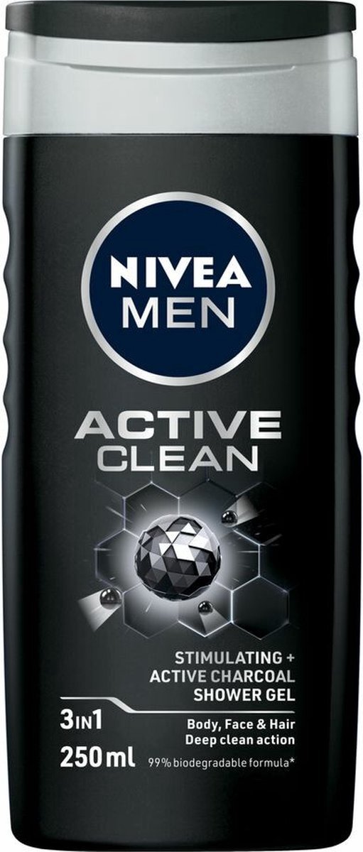 Goedkoopste Nivea Men Douchegel Active Clean 250 ml - Voordeelverpakking 12 stuks