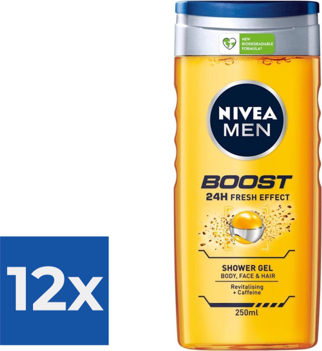 Goedkoopste NIVEA Men Boost Douchegel - 250 ml - Voordeelverpakking 12 stuks