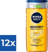 NIVEA Men Boost Douchegel - 250 ml - Voordeelverpakking 12 stuks