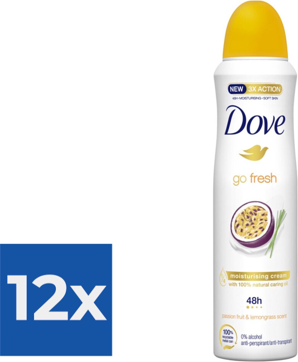Goedkoopste Dove Deospray - Passievrucht & Citroengras 150 ml - Voordeelverpakking 12 stuks