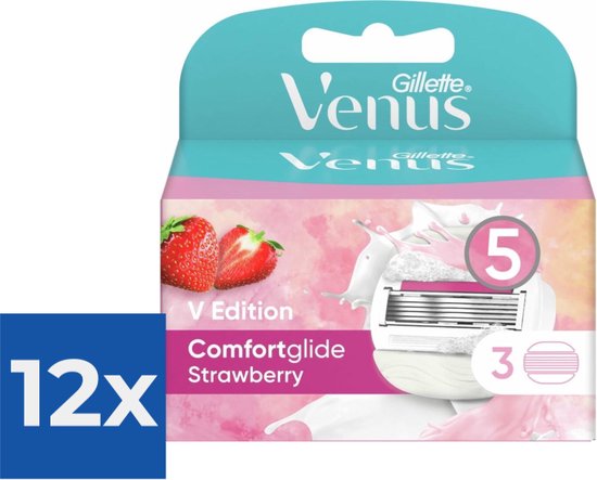 Gillette Venus Scheermesjes Comfortglide Strawberry 3 stuks - Voordeelverpakking 12 stuks