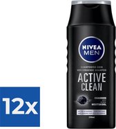 Nivea Shampoo Men  Active Clean 250 ml - Voordeelverpakking 12 stuks