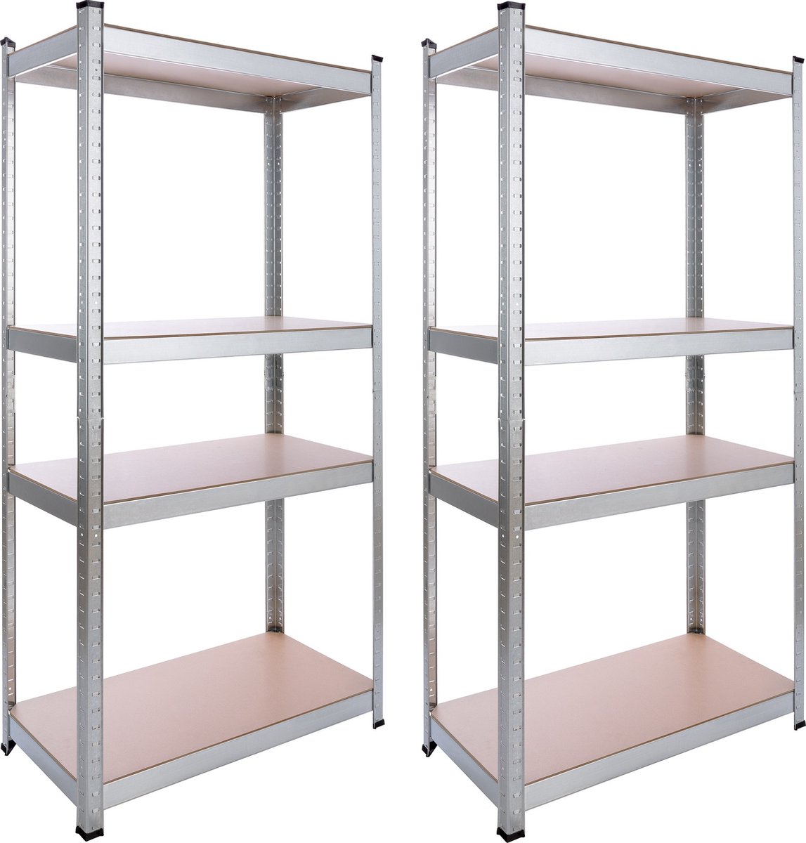AREBOS 2x Stellingkast - Opbergrek - 4 Planken - 320 kg Draagkracht -160x80x40 cm - Metaal/MDF - Zwart