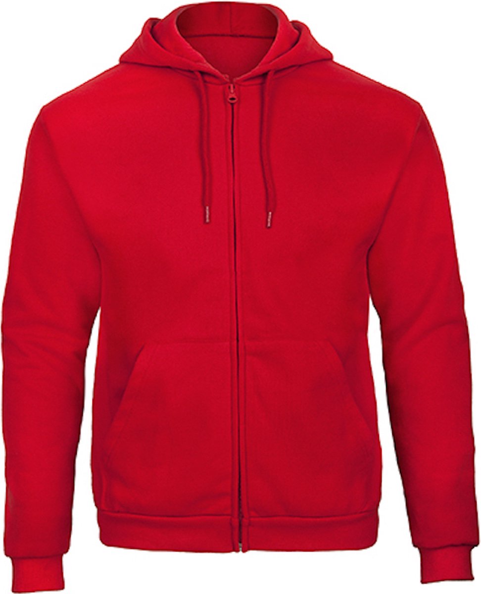 Herenhoodie met rits ‘ID.205’ B&C Collectie Rood