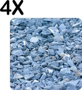 BWK Luxe Placemat - Grijze Stenen Achtergrond - Set van 4 Placemats - 40x40 cm - 2 mm dik Vinyl - Anti Slip - Afneembaar