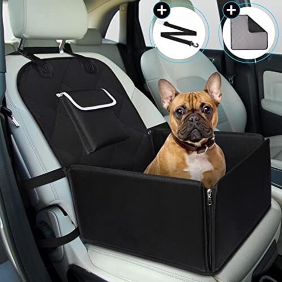 Hondenautostoeltje, pluizig pluche reishondenbed voor auto's, SUV's en vrachtwagens, zachte, ondersteunende en veilige rit voor kleine, middelgrote en grote honden, antislip huisdierveiligheidszitje