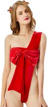 Sexy Kerst Body Dames - Cadeaustrik - Strik Rood - Kerst Lingerie - Erotische Kerst Outfit - Kerstvrouw - Maat M