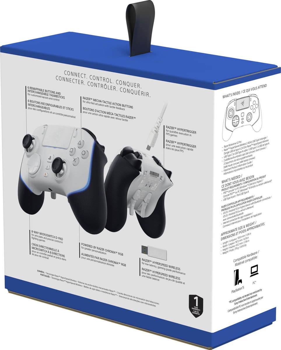 Razer Wolverine V2 Pro - Draadloze Gaming Controller - PlayStation Licensed - PS5 & PC - Zwart/Wit – foto 2