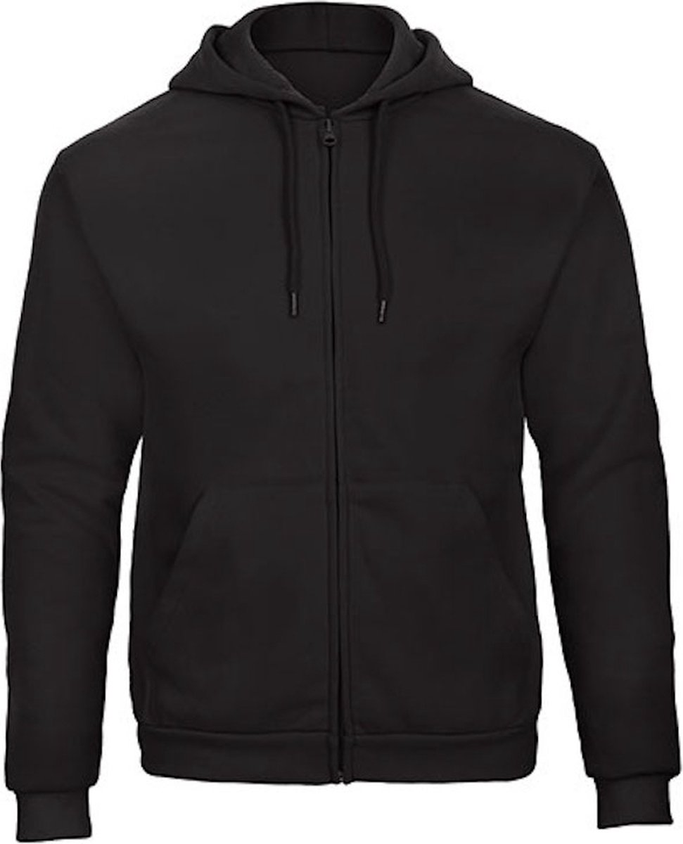 Herenhoodie met rits ‘ID.205’ B&C Collectie Zwart