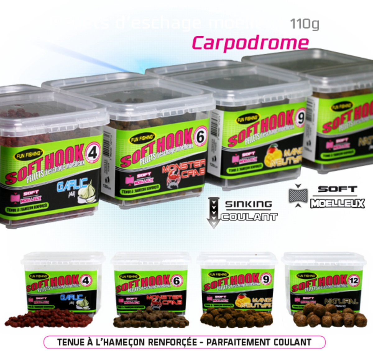 Fun Fishing Soft Hook Pellets 9mm - Smaak : Monster Crab