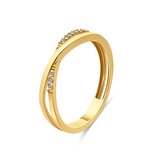 Silventi 9NBSAM-G230355 Gouden Ring met Zirkonia - Dames - 3,8mm Breed - Maat 54 - 14 Karaat - Goud