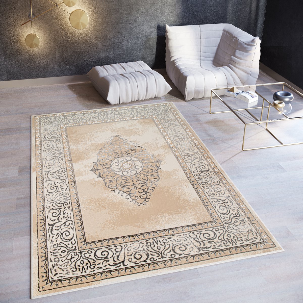 Tapiso Ares Vloerkleed Grijs Laagpolig Woonkamer Oriental Tapijt Maat- 180x250