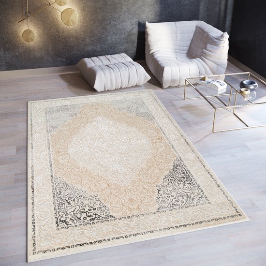 TEPPICH-CY-ZK Tapijt Warm Tapijten Geel blauw grijs geometrisch patroon
