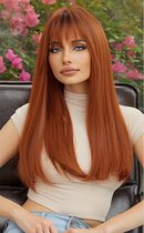 Livano Hair Wig - Pruiken Dames - Cosplay Pruik - Lang Haar - Kastanje Bruin- 60cm