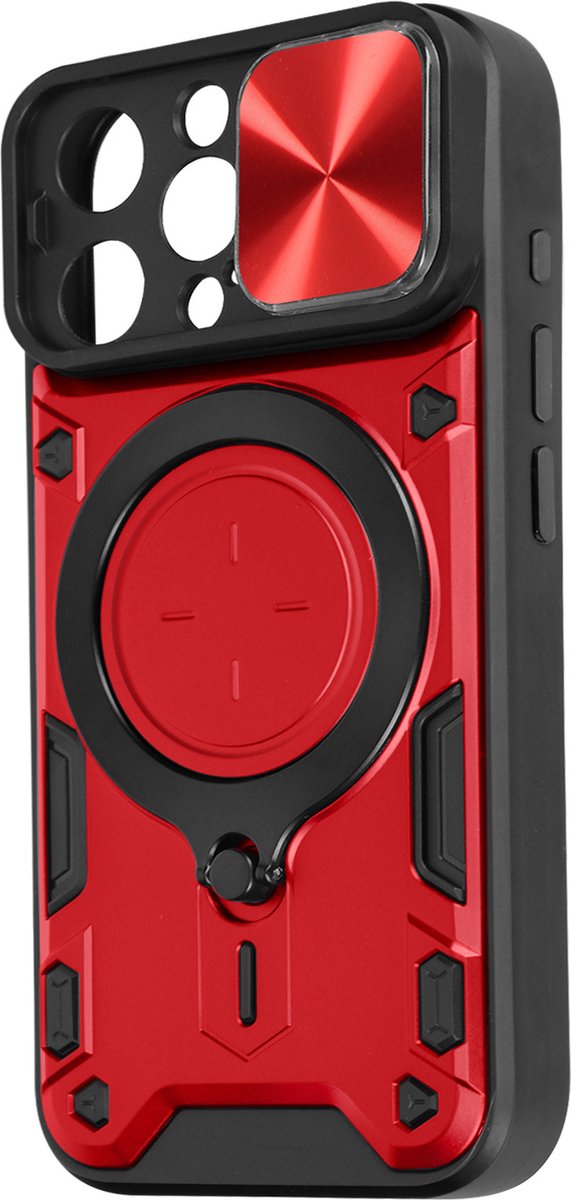 Avizar Ringhoes Geschikt voor iPhone 15 Pro Max Schuifbare cameraklep, Rood