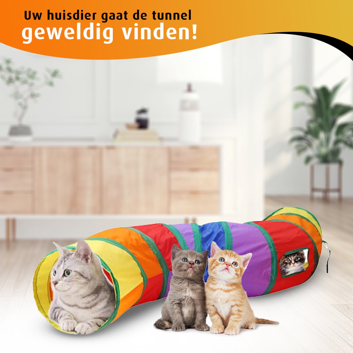 Kattentunnel - Kronkel - Kleur - Konijnentunnel - Speeltunnel - Kattenspeelgoed - Kattenspeeltjes - Kruiptunnel — afbeelding 2