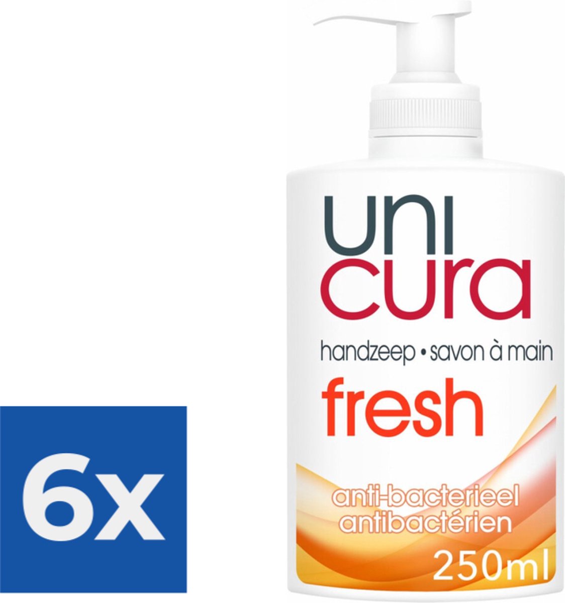 Unicura Vloeibare Handzeep Anti Bacterieel Fris 250ml Voordeelverpakking 6 stuks