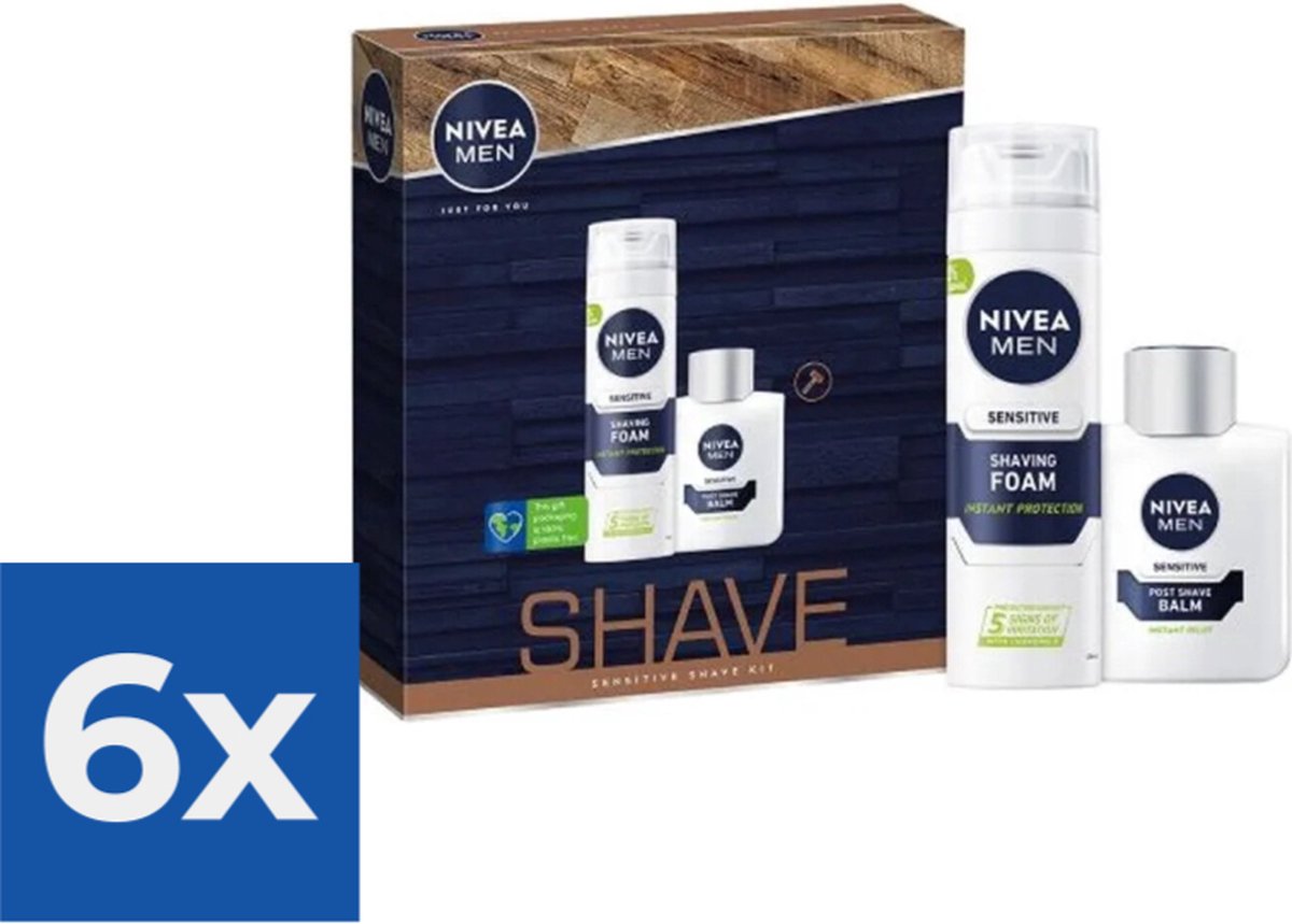 Goedkoopste Nivea Men Shave Duo Sensitive Shaving Foam 200 ml Post Shave Balm 100 ml 1 set - Voordeelverpakking 6 stuks