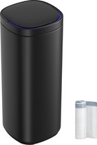 Signature Home Prullenbak avec détecteur de mouvement - Poubelle à fermeture douce 50 l - poubelle automatique - voyant lumineux multicolore - élimination des odeurs à l'ozone - couvercle avec fonction de maintien en position ouverte - acier - noir