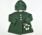 baby jurk - Meisjes kleding - donker groen - Maat 68 - Teddybeer