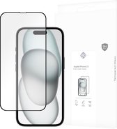 Cazy Full Cover Glass Screen Protector geschikt voor iPhone 15 - Zwart