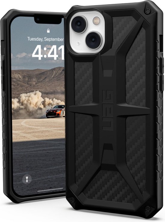 Geschikt voor Urban Armor Gear Apple iPhone 14 Plus Monarch Hoesje Carbon Fiber