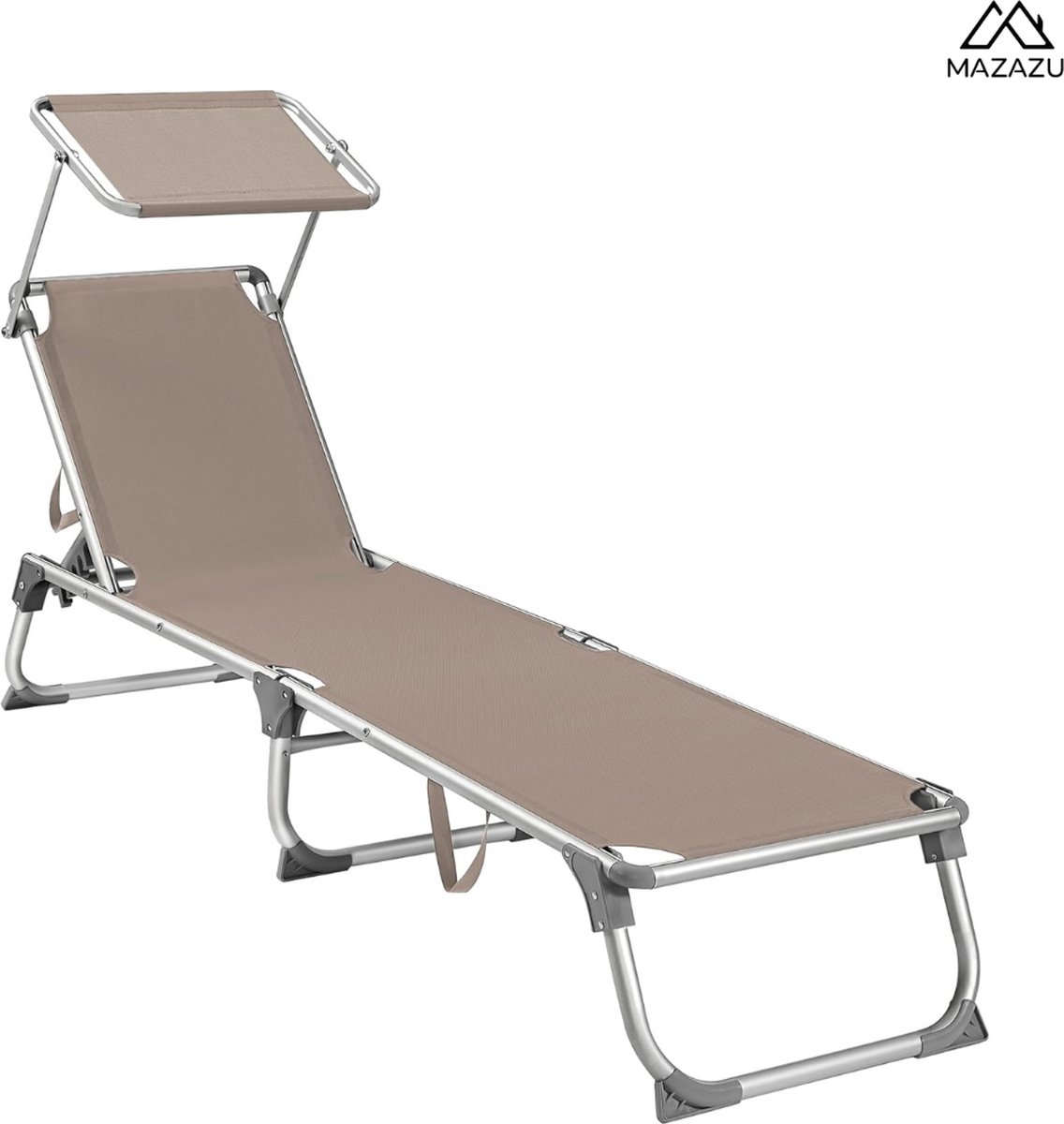 MIRA Home - Ligstoel - Ligstoel met zonnescherm - Tuin - Opvouwbaar ligbed - 55x193x31