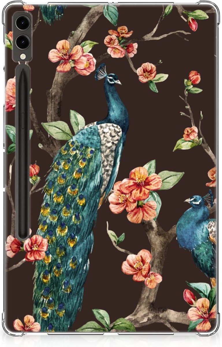 Samsung Galaxy Tab S9 Plus Back Case Pauw met Bloemen