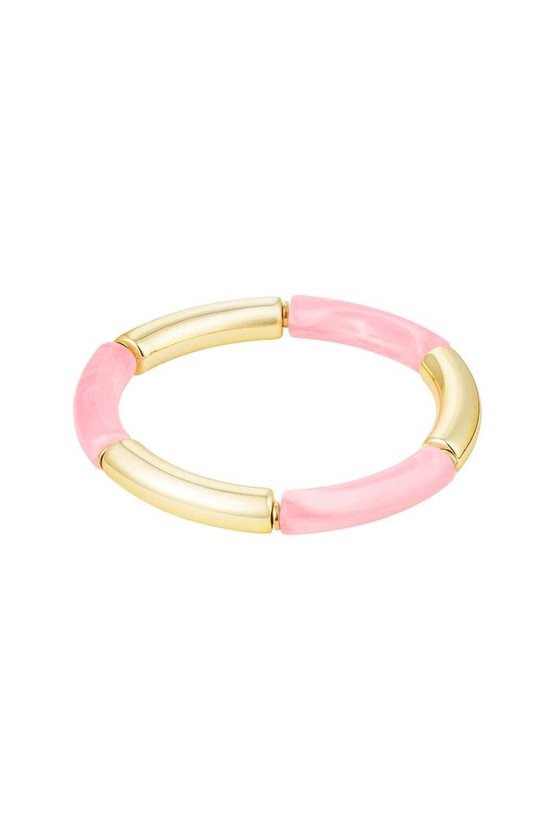 Jomide Tube Armband - Roze/Goudkleurig - 15