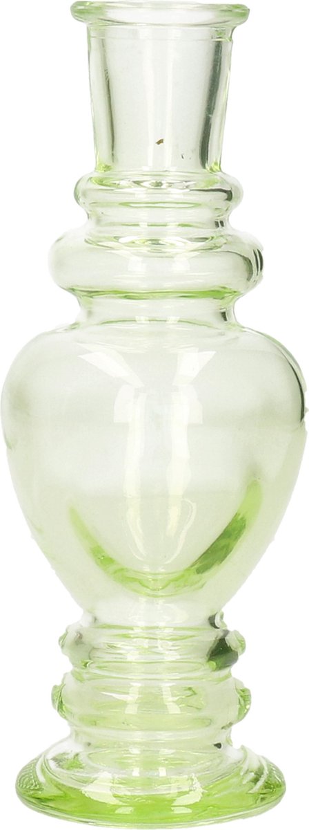 Ideas 4 Seasons Bloemenvaas Venice - voor kleine stelen/boeketten - gekleurd sierglas - helder lichtgroen - D5.7 x H15 cm