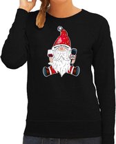 Bellatio Decorations foute kersttrui/sweater voor dames - karaoke gnoom - zwart - kerstkabouter XXL